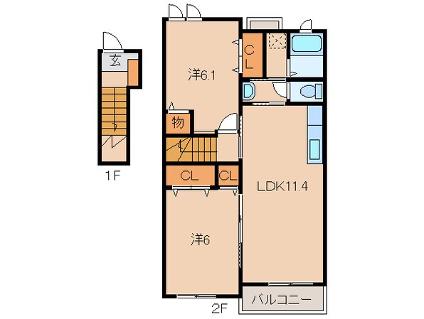 岩出駅 バス5分  荊本下車：停歩9分 2階の物件間取画像